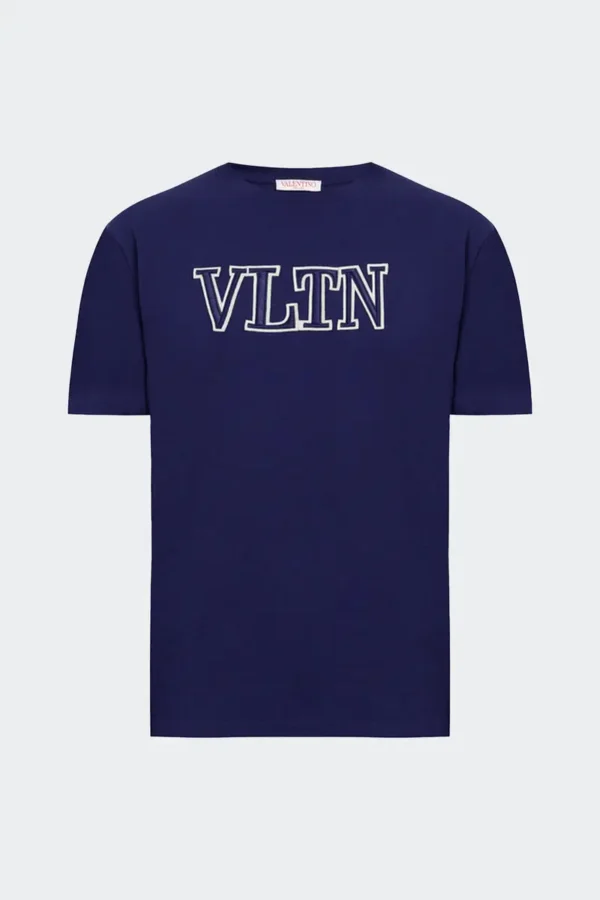 VLTN logo-print Cotton T-Shirt - Navy Blue