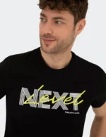 Half Sleeve Next Printed T Shirt-Black