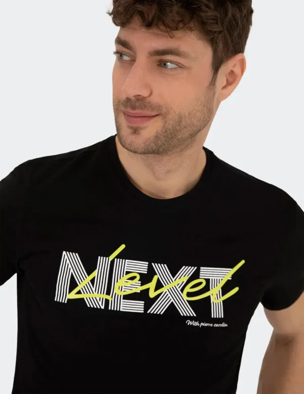 Half Sleeve Next Printed T Shirt-Black