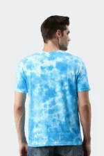 Tie And Dye Short Sleeve Crew Neck T-shirt- Light Blue