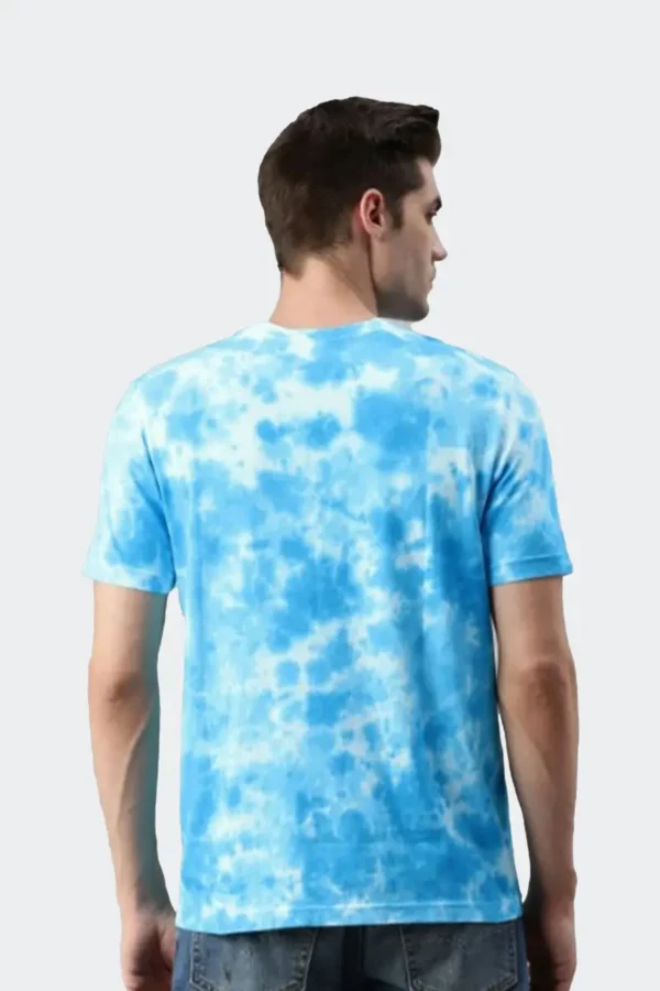 Tie And Dye Short Sleeve Crew Neck T-shirt- Light Blue