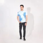 Tie And Dye Short Sleeve Crew Neck T-shirt- Blue