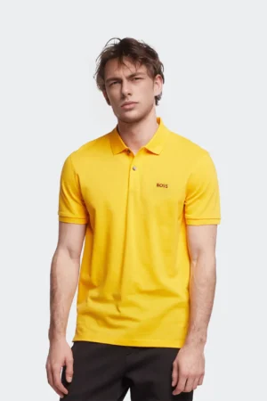 Boss Golden Rod Cotton Polo Shirt- Yellow