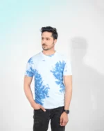 Tie And Dye Short Sleeve Crew Neck T-shirt- Blue