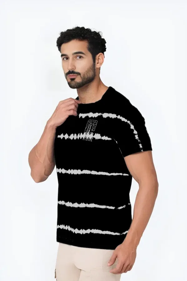 Allover Stripe Tie-Dye T-Shirt -Black