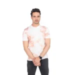 Tie And Dye Short Sleeve Crew Neck T-shirt-Beige