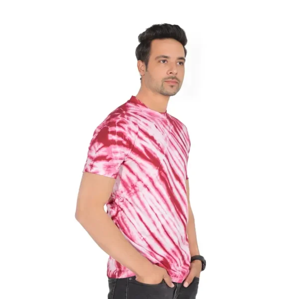 Tie And Dye Short Sleeve Crew Neck T-shirt- Red