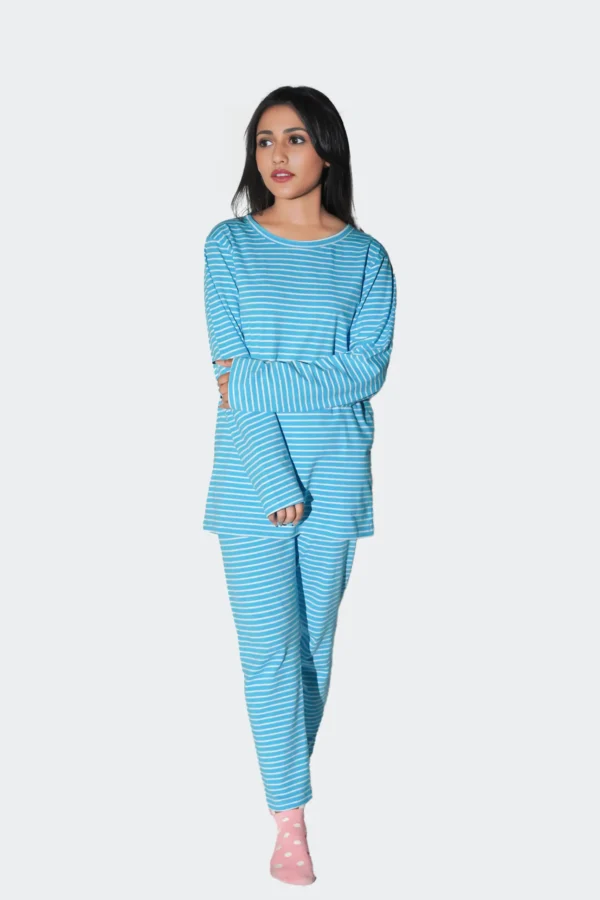 Stripe Pyjama Pant-Ice Blue