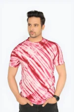 Tie And Dye Short Sleeve Crew Neck T-shirt- Red