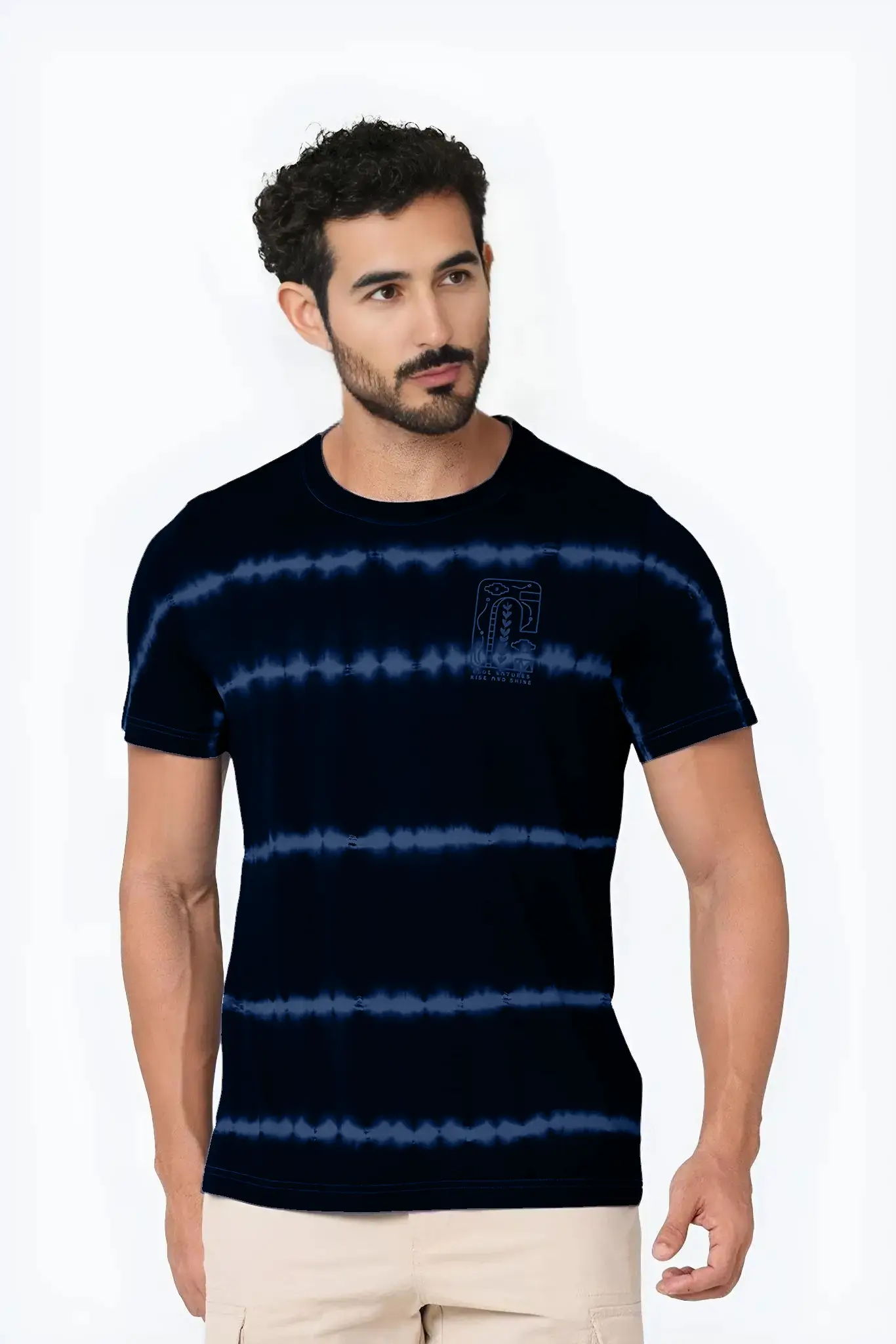 Allover Stripe Tie-Dye T-Shirt -Black