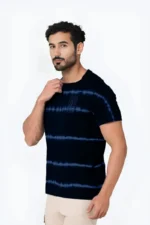 Allover Stripe Tie-Dye T-Shirt -Black