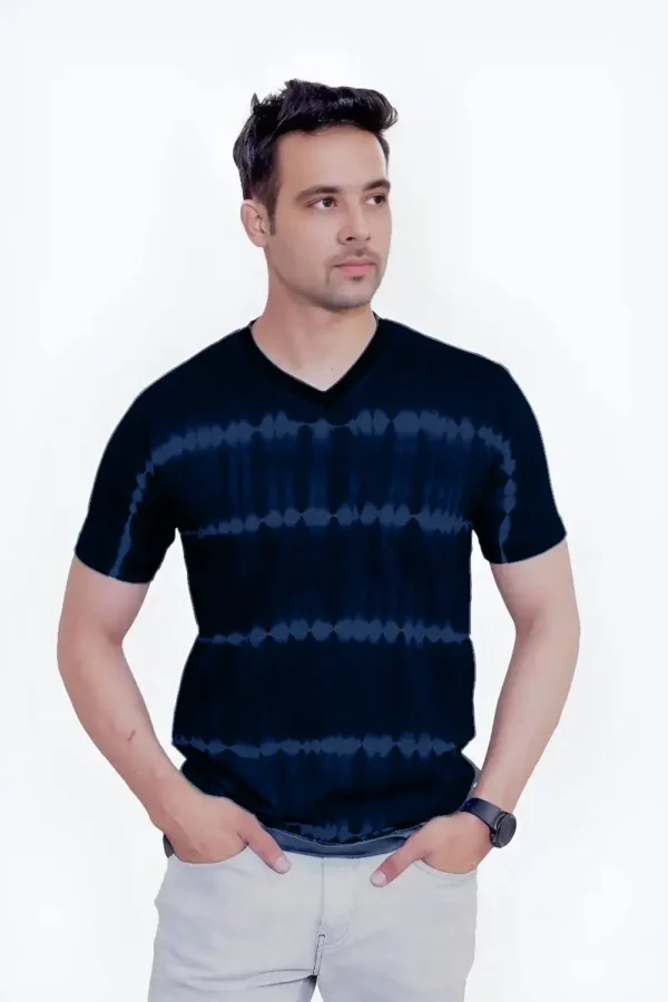 Allover Stripe Tie-Dye T-Shirt -Black