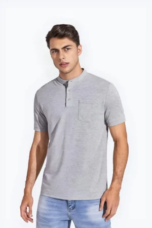 Henley T-shirt- Light Grey