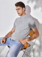 Henley T-shirt- Light Grey