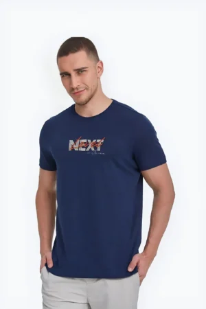 Half Sleeve Next Printed T Shirt-Navy Blue