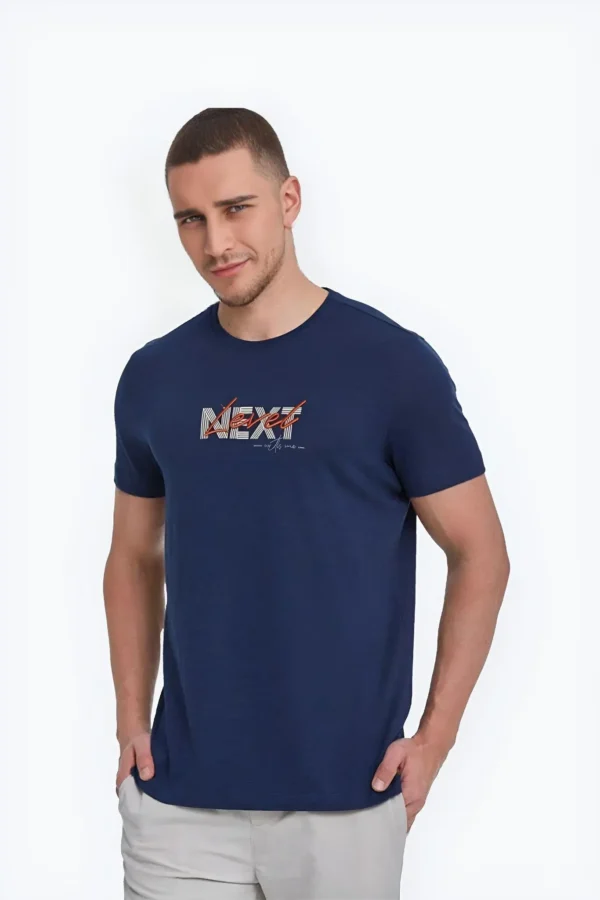 Half Sleeve Next Printed T Shirt-Navy Blue