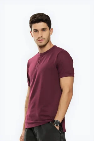 Henley T-shirt- Maroon