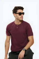 Henley T-shirt- Maroon