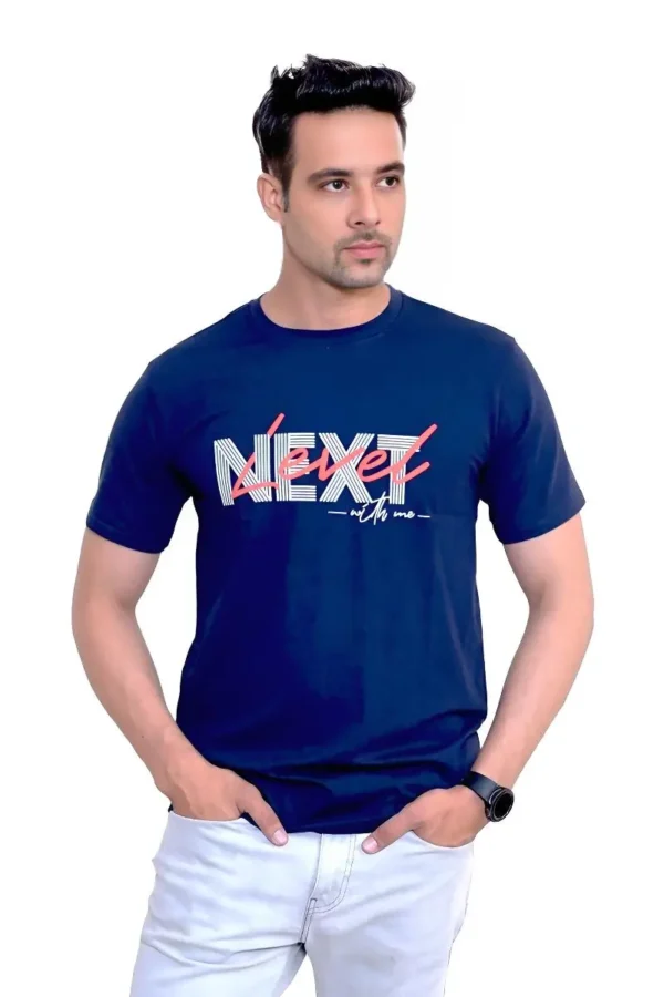 Half Sleeve Next Printed T Shirt-Navy Blue