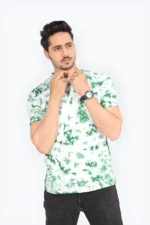 Tie And Dye Short Sleeve Crew Neck T-shirt- Green