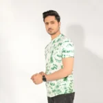 Tie And Dye Short Sleeve Crew Neck T-shirt- Green