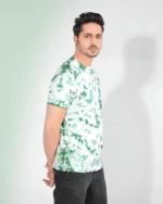 Tie And Dye Short Sleeve Crew Neck T-shirt- Green