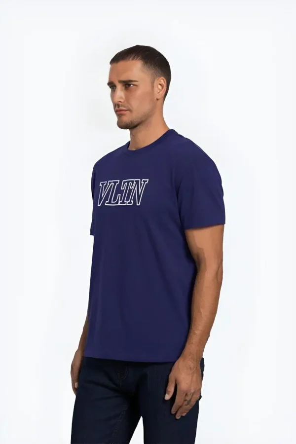 VLTN logo-print Cotton T-Shirt - Navy Blue