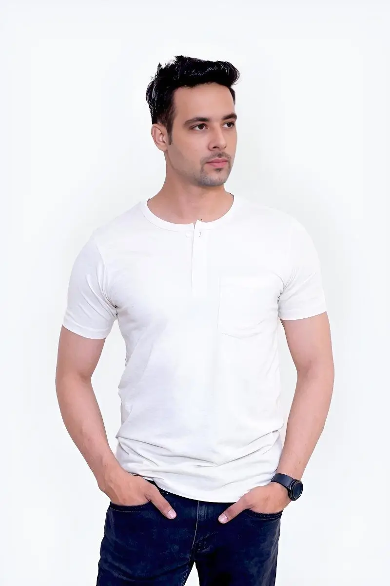 Henley T-shirt- White