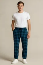 Men's Cotton Check Trouser- Blue